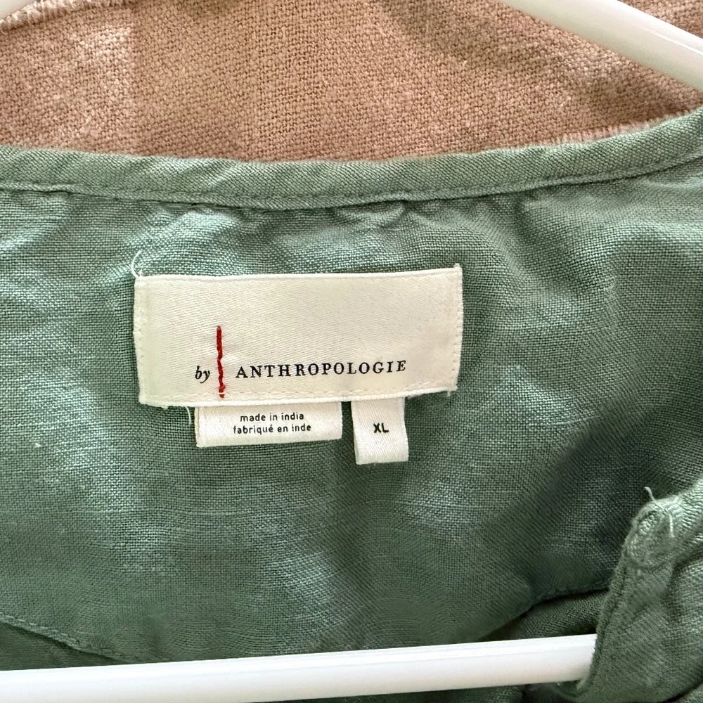 Green Sage Anthropologie Somerset Linen Blend Maxi Dress XL - Picture 3 of 7